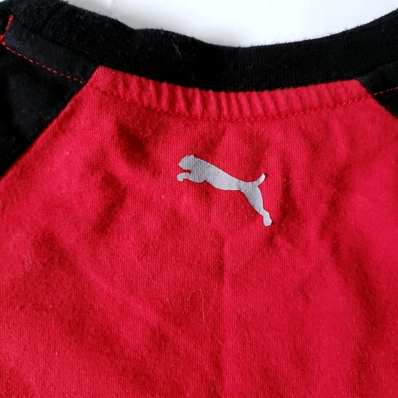 PUMA Baseball Tee Raglan Sleeves Black Red - Picture 4 of 4